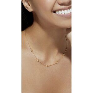 Ana Luisa Gold Tone Flower Station Necklace Dainty Minimalist Water Resistant